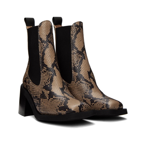GANNI Snake-Embossed Leather Chelsea Ankle Boots - Ermine - Picture 5 of 5